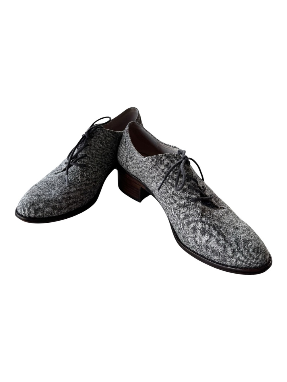 Louise et Cie Grey Tweed Fabric Lace Up Oxford Block Heel Pumps Size 8M - Picture 8 of 8